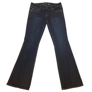 American Eagle Jeans Women Sz 10 Long Artist Flare Leg Stretch Dark Boho Hippie